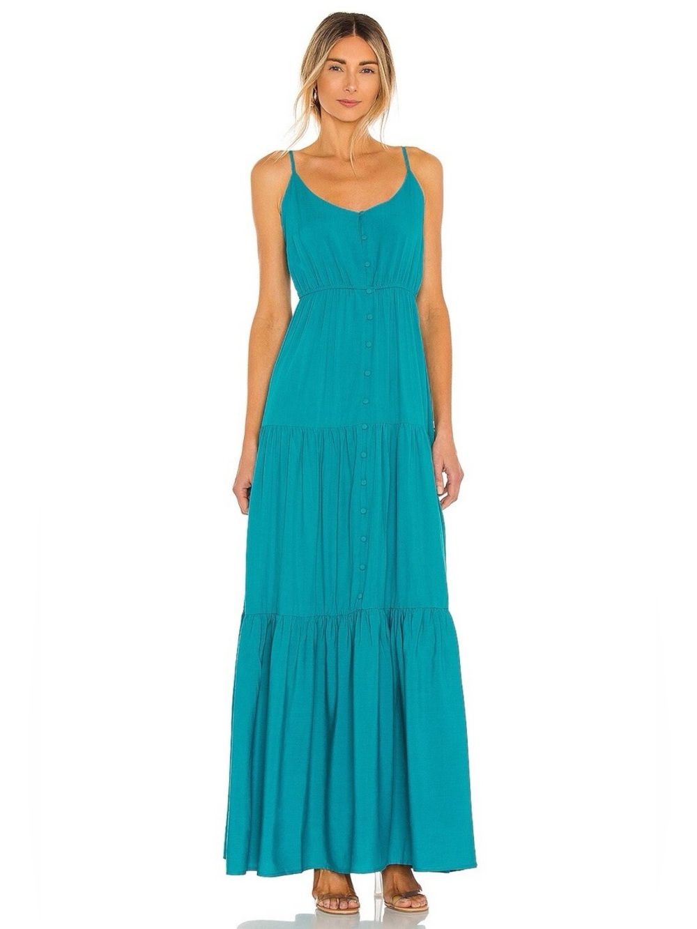 BB Dakota Steve Madden Teal Tiered Maxi Dress, size L
